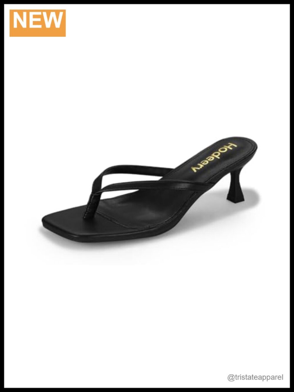 Kitten Heel Thong Sandals Faux Leather Square Toe Slip On Dressy Slide